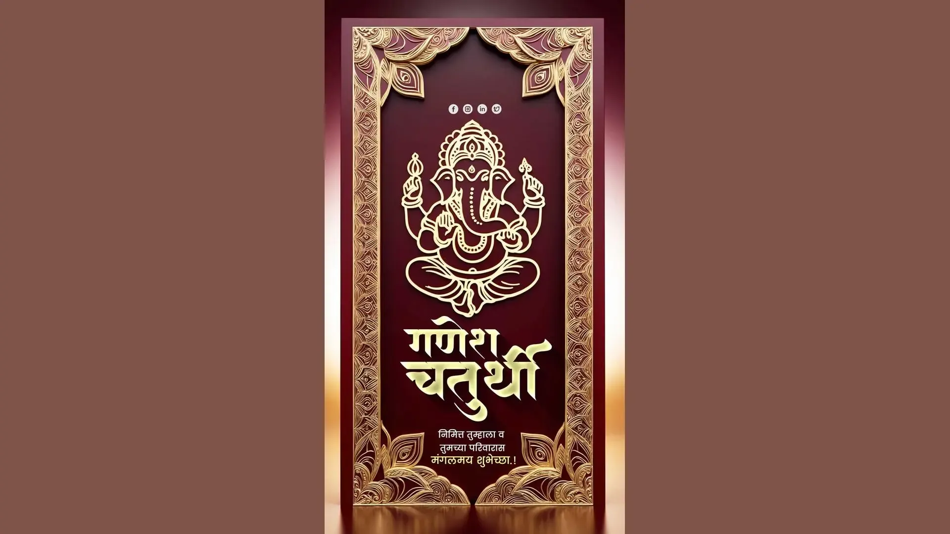 Elegant Ganesh Chaturthi Card with Deep Maroon Theme for Instagram Story image